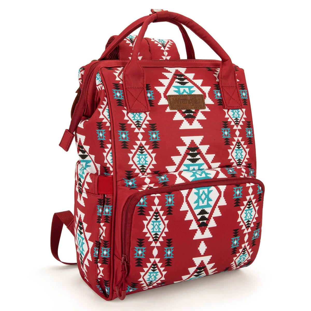 Wrangle Aztec Printed Callie Backpack/Diaper Bag - Burgandy