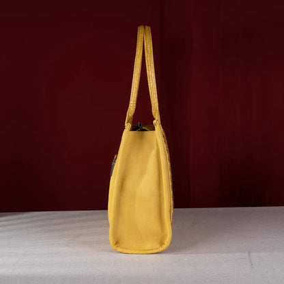 Wrangler Croc Print Concealed Carry Wide Tote - Mustard