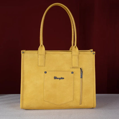 Wrangler Croc Print Concealed Carry Wide Tote - Mustard