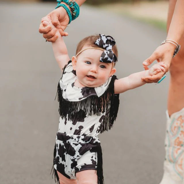 CLEARANCE - Shea Baby - Girls - Black Cowprint Bow