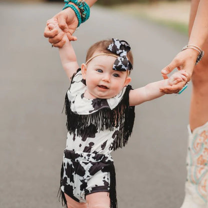 CLEARANCE - Shea Baby - Girls - Black Cowprint Bow