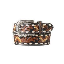 Nocona Ladies Belt Sunflower Buck Lacing Black