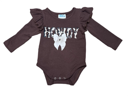 Baby Girls Shea Baby Leopard Howdy Graphic Long Sleeve Onsie