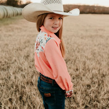 Shea Baby - Girls- Cactus LS Pearl Snap Vintage Shirt