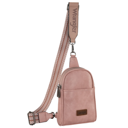 Wrangler Pink Leather Sling Crossbody Bag