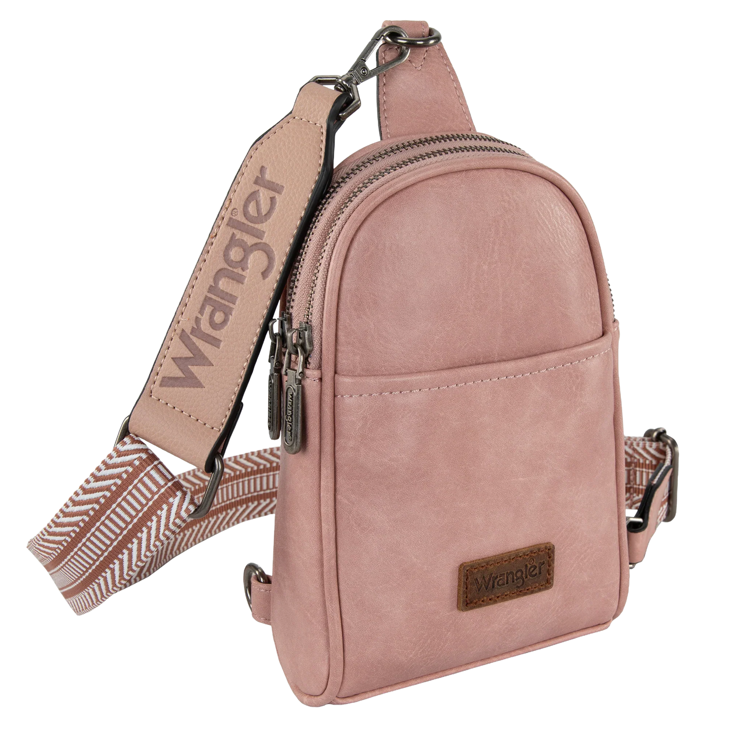Wrangler Pink Leather Sling Crossbody Bag