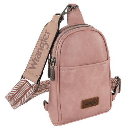 Wrangler Pink Leather Sling Crossbody Bag