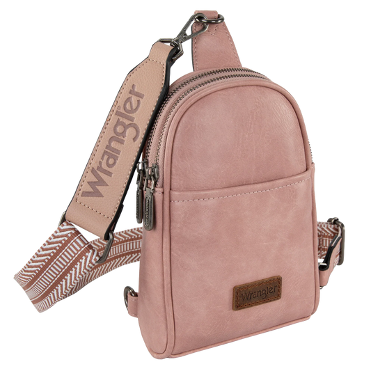 Wrangler Pink Leather Sling Crossbody Bag