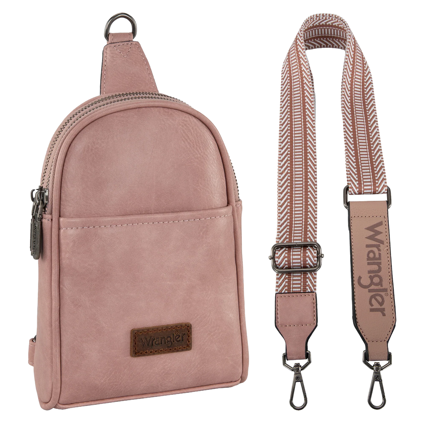 Wrangler Pink Leather Sling Crossbody Bag
