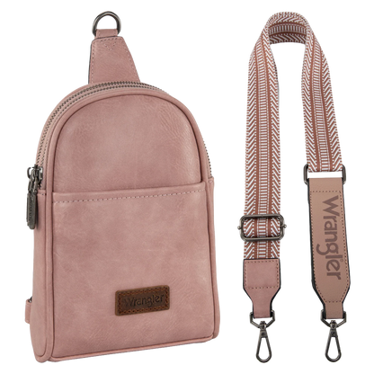 Wrangler Pink Leather Sling Crossbody Bag