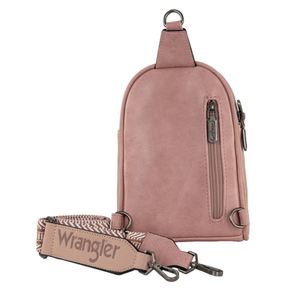 Wrangler Pink Leather Sling Crossbody Bag