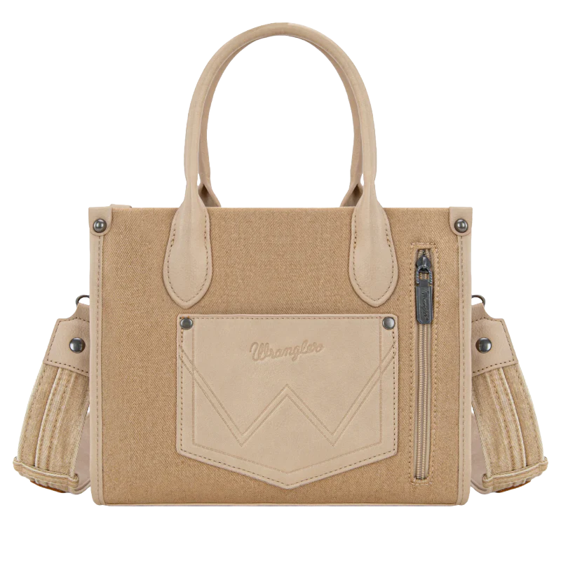 Wrangler Woven Denim Concealed Carry Tote/Crossbody - Tan