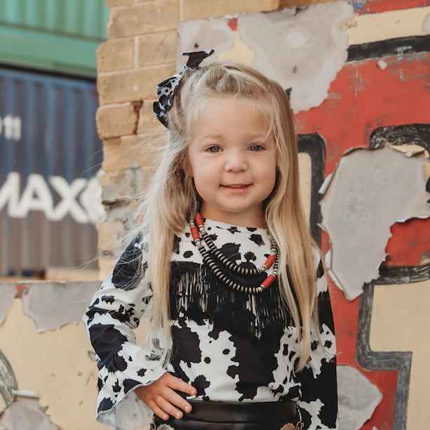 CLEARANCE - Shea Baby - Girls - Black Cowprint Bow