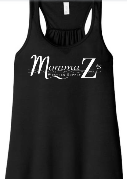 Momma Zś  FLOWY Racerback Tank - Black w/ White