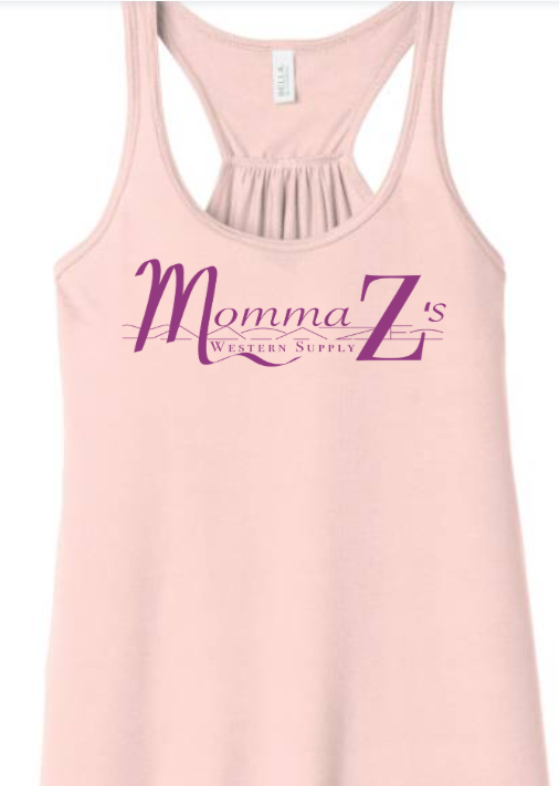 Momma Zś  FLOWY Racerback Tank - Soft Pink w/ Rose Magenta