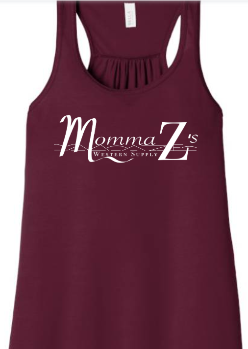 Momma Zś  FLOWY Racerback Tank - Maroon w/ White