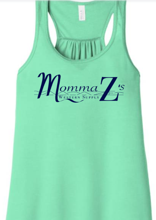 Momma Zś  FLOWY Racerback Tank - Mint w/ Navy