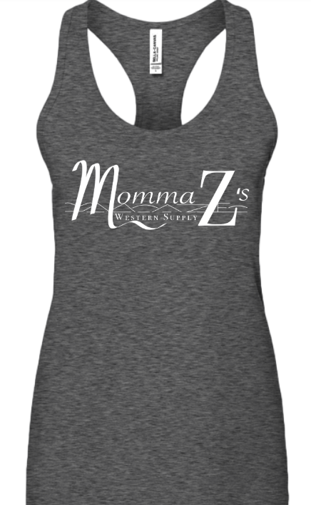 Momma Z´s Jersey Racerback Tank Top - Dark Grey Heather w/ White