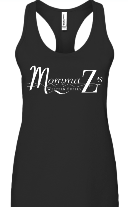 Momma Z´s Jersey Racerback Tank Top - Black w/ White