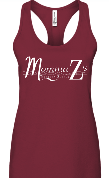 Momma Z´s Jersey Racerback Tank Top - Maroon w/ White