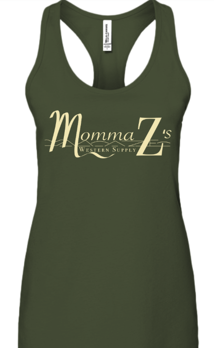 Momma Z´s Jersey Racerback Tank Top - Military Green w/ Cream