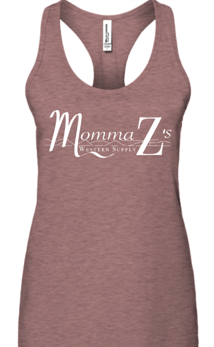 Momma Z´s Jersey Racerback Tank Top - Heather Mauve w/ White