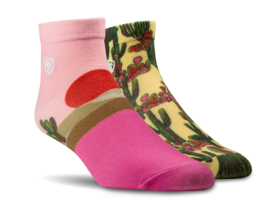 Ariat Western - Cactus Sunset Ankle Sock 2 Pair Multi Color Pack Socks