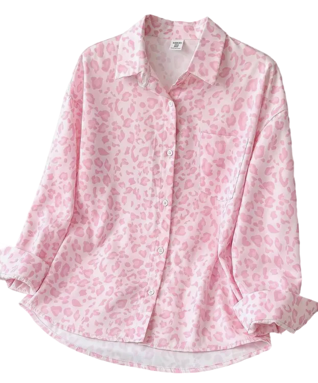 Youth Girls Pink Cheetah Rodeo Shirt