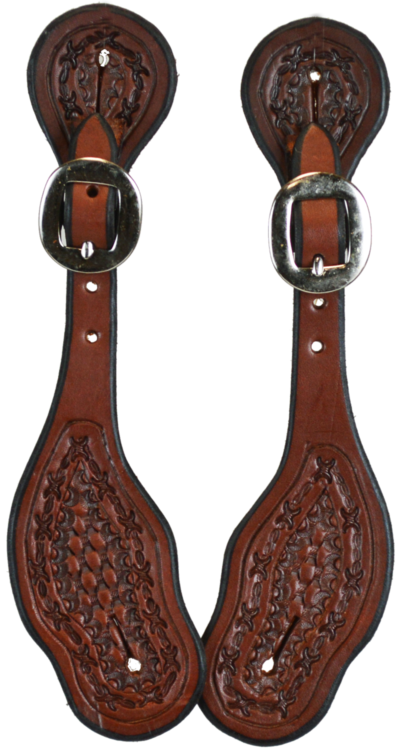 Spur Strap - Basketweave,  Barbed  Wire Border, Ladies