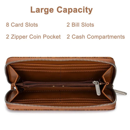 Wrangler Floral Tooled Wristlet RFID Wallet - Brown