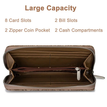 Wrangler Floral Tooled Wristlet RFID Wallet - Khaki