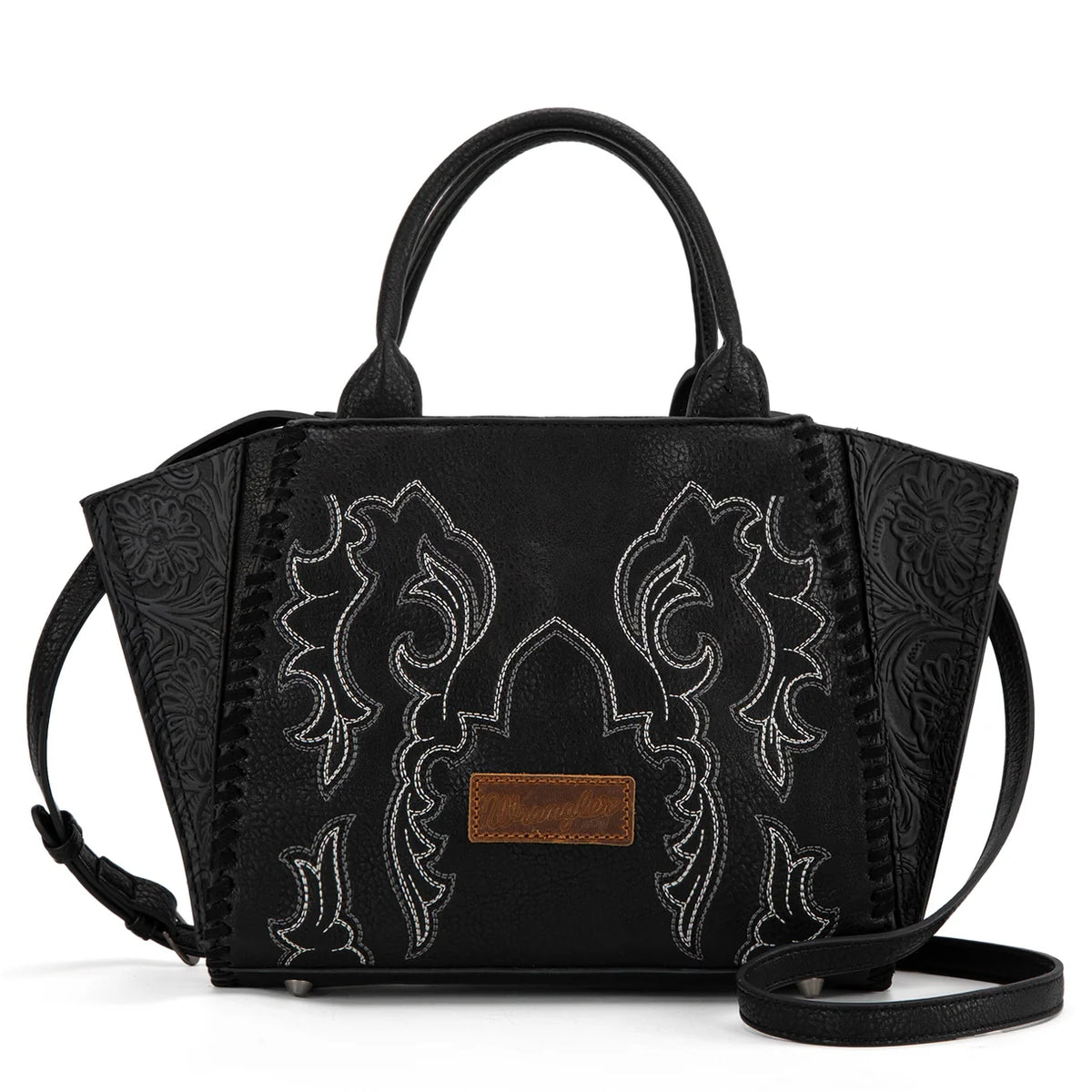 Wrangler Embroidered Trapezoid Concealed Carry Tote/Crossbody - Black