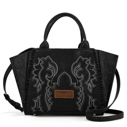Wrangler Embroidered Trapezoid Concealed Carry Tote/Crossbody - Black