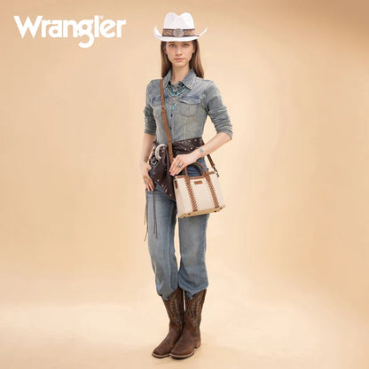 Wrangler Women's  Wrangler Braided Whipstitch Top Handle Small Tote/Crossbody - Beige