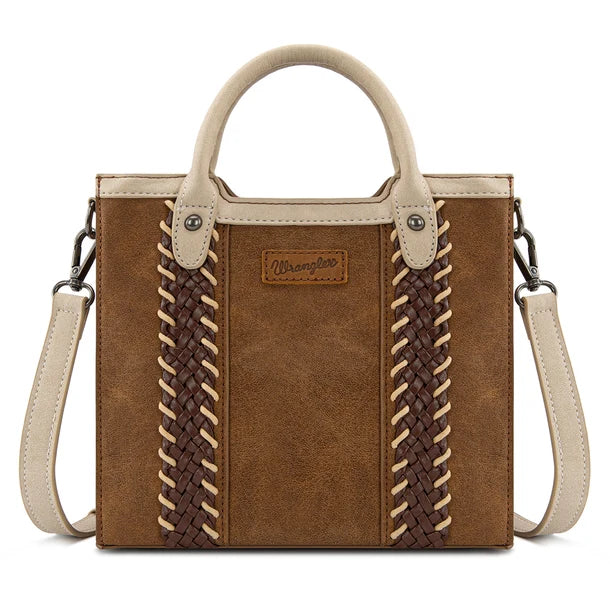 Wrangler Women's  Wrangler Braided Whipstitch Top Handle Small Tote/Crossbody -  Brown