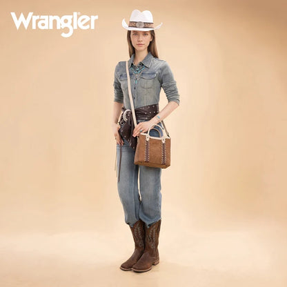 Wrangler Women's  Wrangler Braided Whipstitch Top Handle Small Tote/Crossbody -  Brown