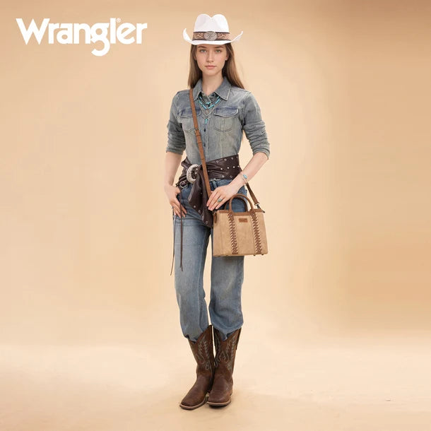 Wrangler Women's  Wrangler Braided Whipstitch Top Handle Small Tote/Crossbody -  Tan