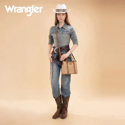 Wrangler Women's  Wrangler Braided Whipstitch Top Handle Small Tote/Crossbody -  Tan