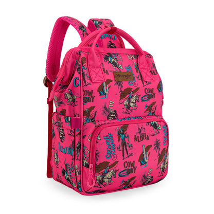 Wrangle Cowboy Printed Callie Backpack/Diaper Bag - Hot Pink