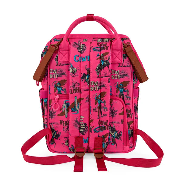 Wrangle Cowboy Printed Callie Backpack/Diaper Bag - Hot Pink