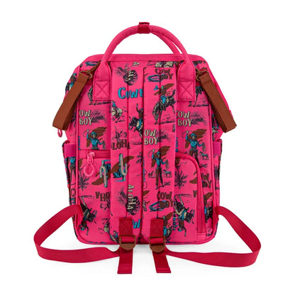 Wrangle Cowboy Printed Callie Backpack/Diaper Bag - Hot Pink