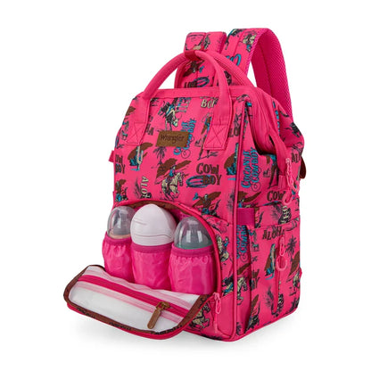 Wrangle Cowboy Printed Callie Backpack/Diaper Bag - Hot Pink