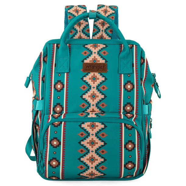 Wrangle Aztec Printed Callie Backpack/Diaper Bag - Green