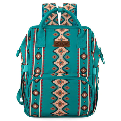 Wrangle Aztec Printed Callie Backpack/Diaper Bag - Green