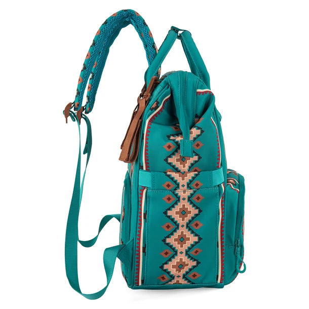 Wrangle Aztec Printed Callie Backpack/Diaper Bag - Green