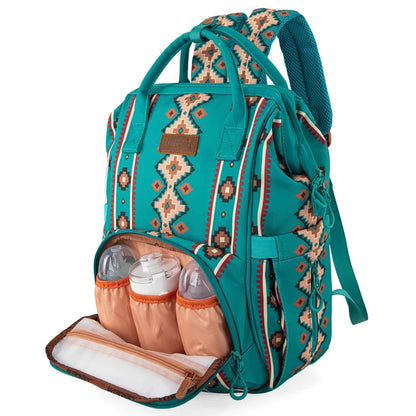 Wrangle Aztec Printed Callie Backpack/Diaper Bag - Green