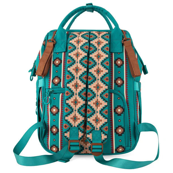 Wrangle Aztec Printed Callie Backpack/Diaper Bag - Green