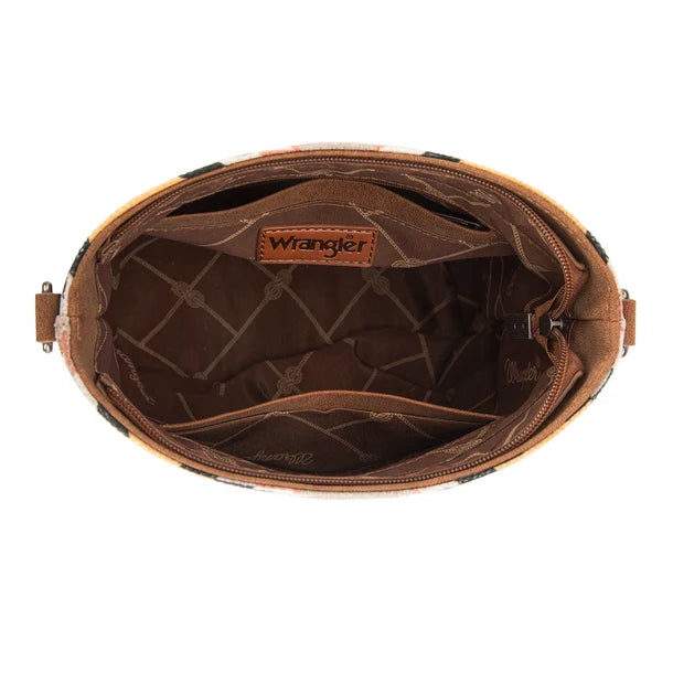 Wrangler Aztec Distressed Print Dual Sided Print Crossbody - Beige