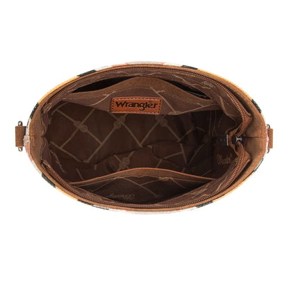 Wrangler Aztec Distressed Print Dual Sided Print Crossbody - Beige