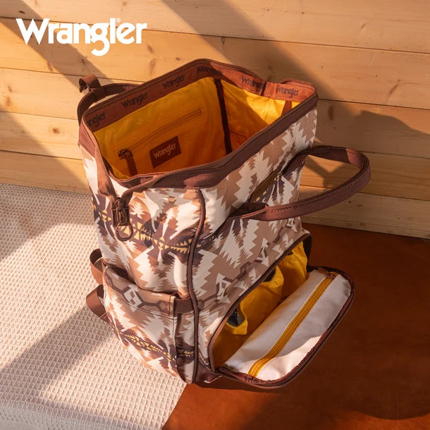 Wrangle Aztec Printed Callie Backpack/Diaper Bag - Tan